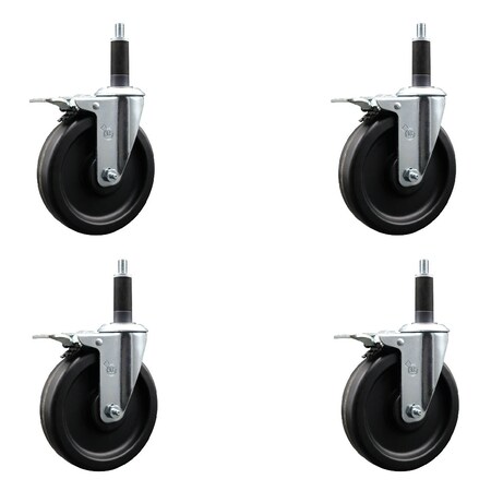 Service Caster 6'' Phenolic Swivel 1'' Expanding Stem Caster Set Total Lock Brake, 4PK SCC-EXTTL20S615-PHS-1-4